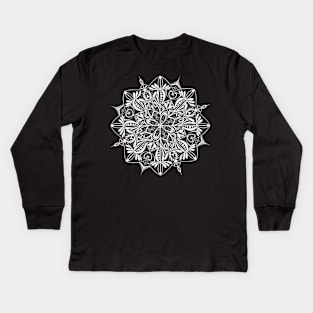 Mandala 1 - White Kids Long Sleeve T-Shirt